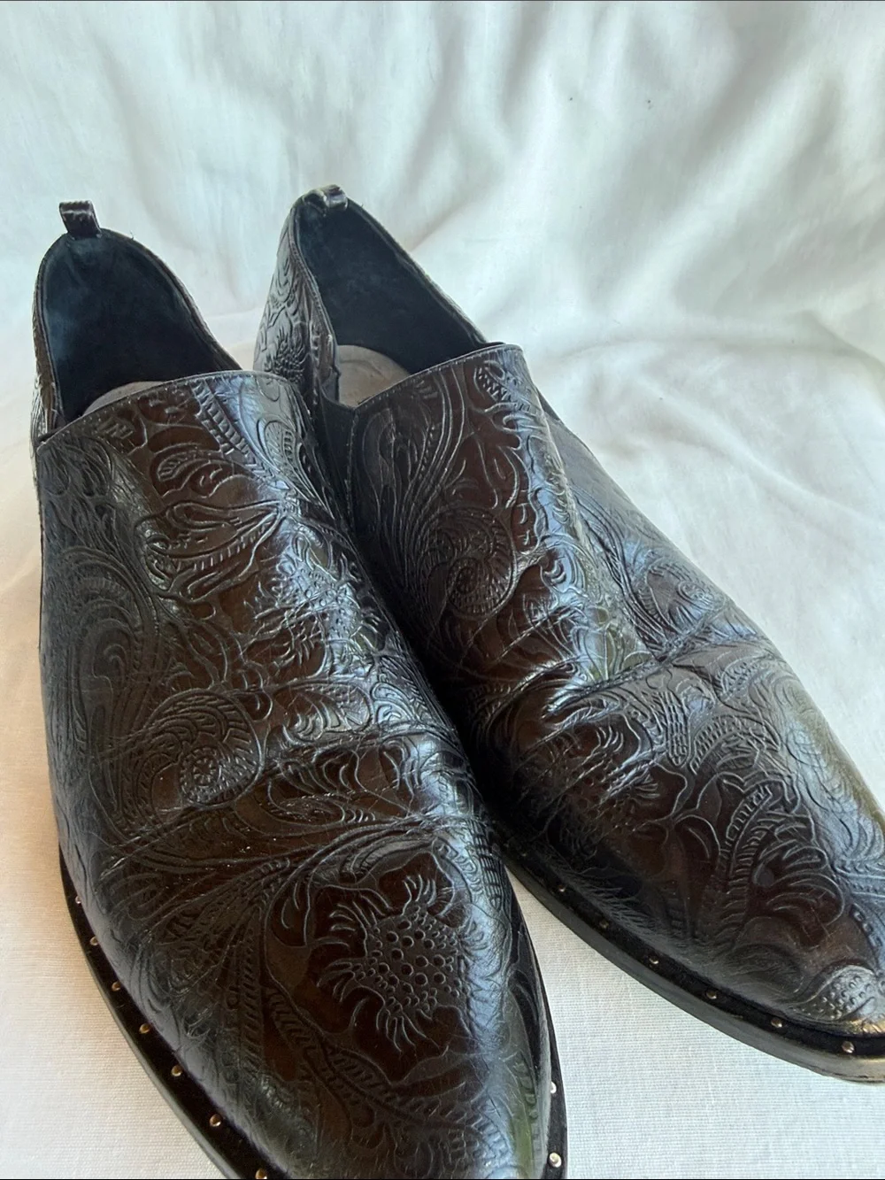 Freda Salvador Black Embossed Leather Slip-On Loafers